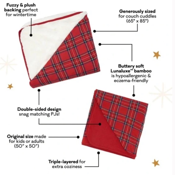 Little Sleepies Emerald Plaid Plus Oversized- Cloud Blanket - Picture 7 of 8